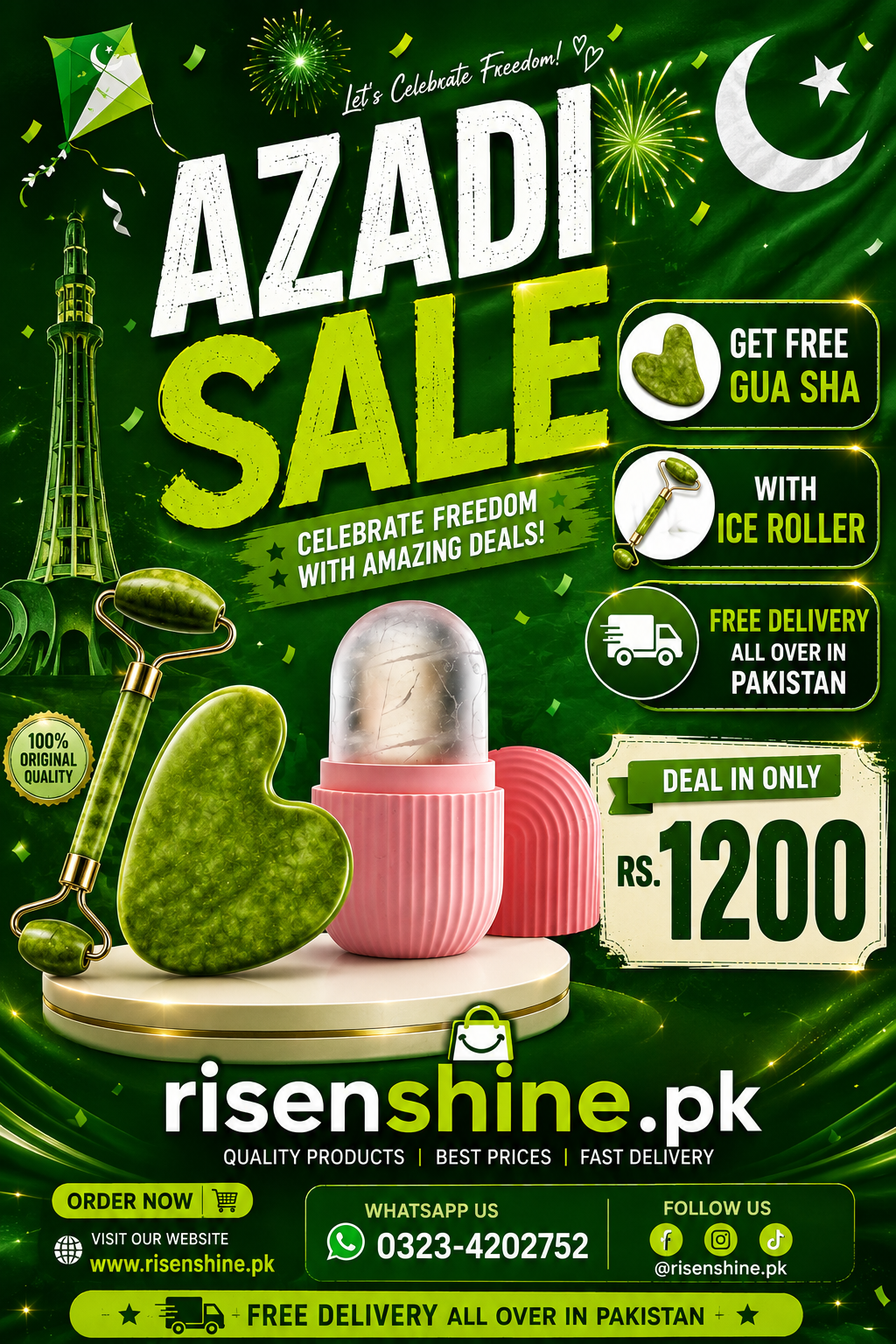 AZADI SALE ICE ROLLER AND GUA SHA