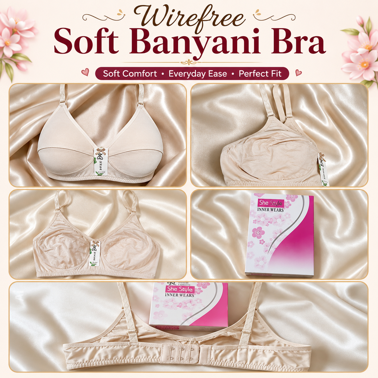 Deal 2 1 cotton Bra 1 soft Banyani 1 Panty Rs 1600