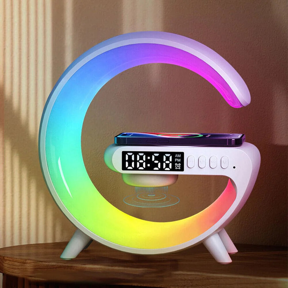 G Shaped RGB Light Table Lamp With Wireless Charger