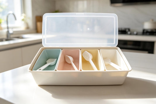 Modern Spice Storage Box Multisection Condiment Jar Set With Transparent Lid
