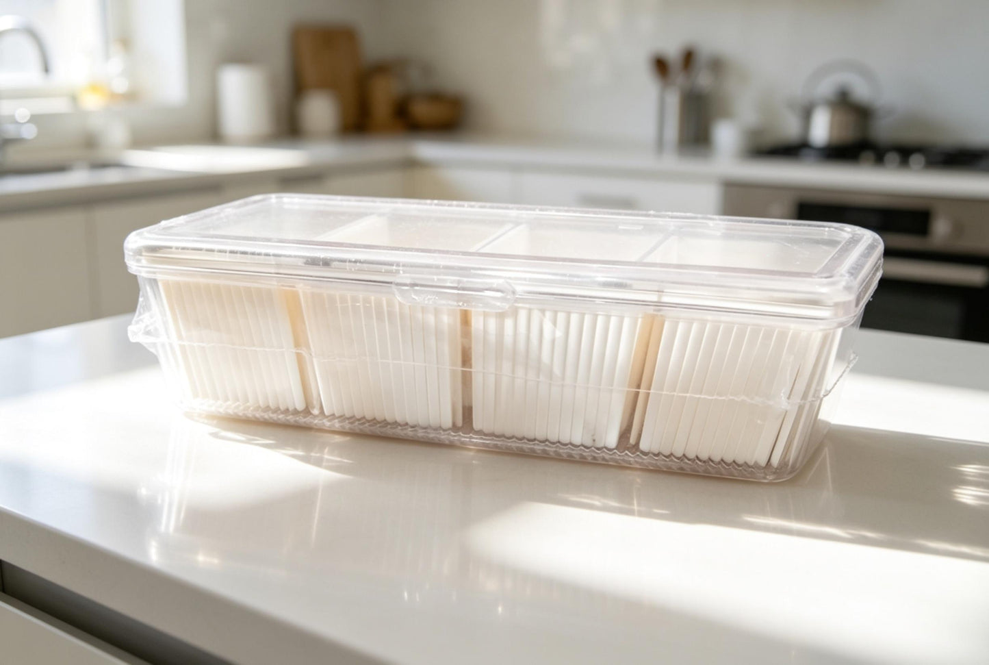 Modern 4 Compartment Spice Storage Box With Spoons