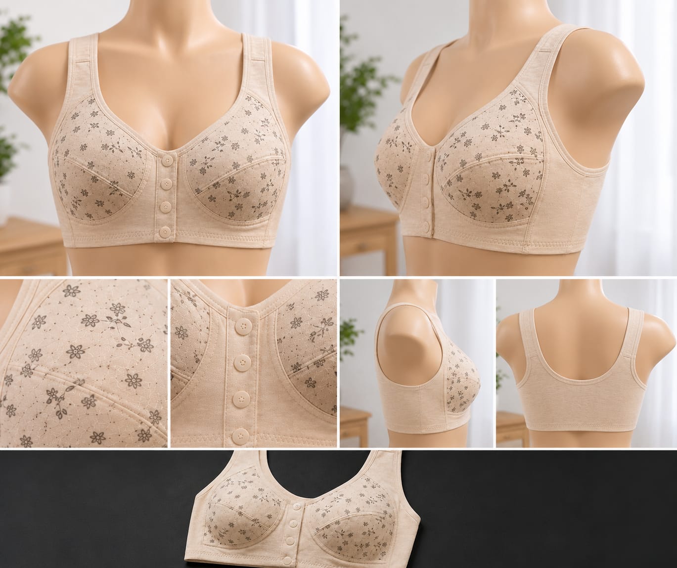 Deal 1 Of the DAY 2 FRONT OPEN 4 BUTTON SOFT BANYANI BRA + 1 PANTY FREE DELIVERY