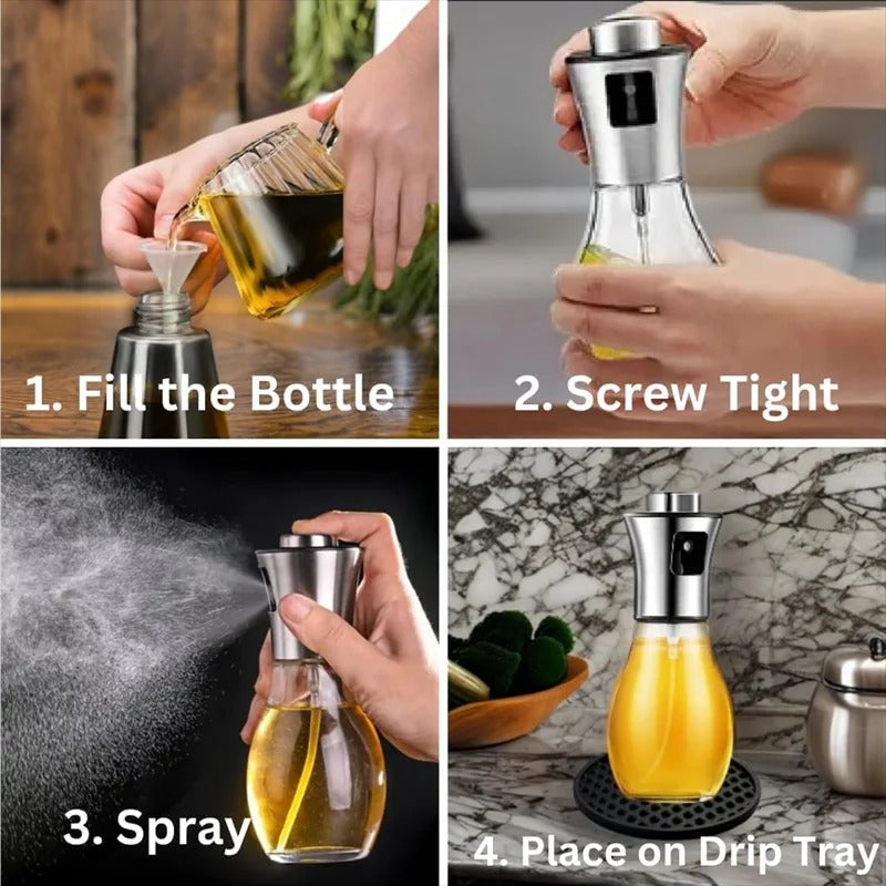 Olive Oil Sprayer for Cooking,170ml glass Olive oil sprayer, Vegetable Oil sprayer with funnel ,Oil sprayer,Baking, Frying, BBQ